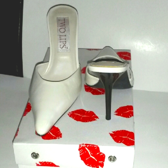 Two Lips Tavia-II Bone Stiletto Mules 8M - Picture 2 of 4